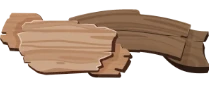 Dibujo de dos tablones de madera puestos uno encima del otro. Uno de marrón claro y otro de marrón oscuro.